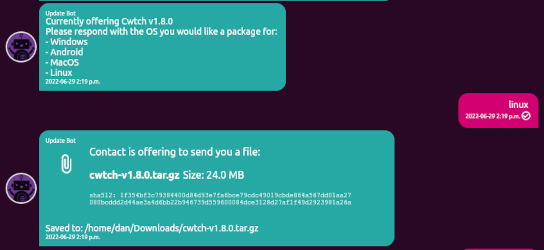 update bot chat